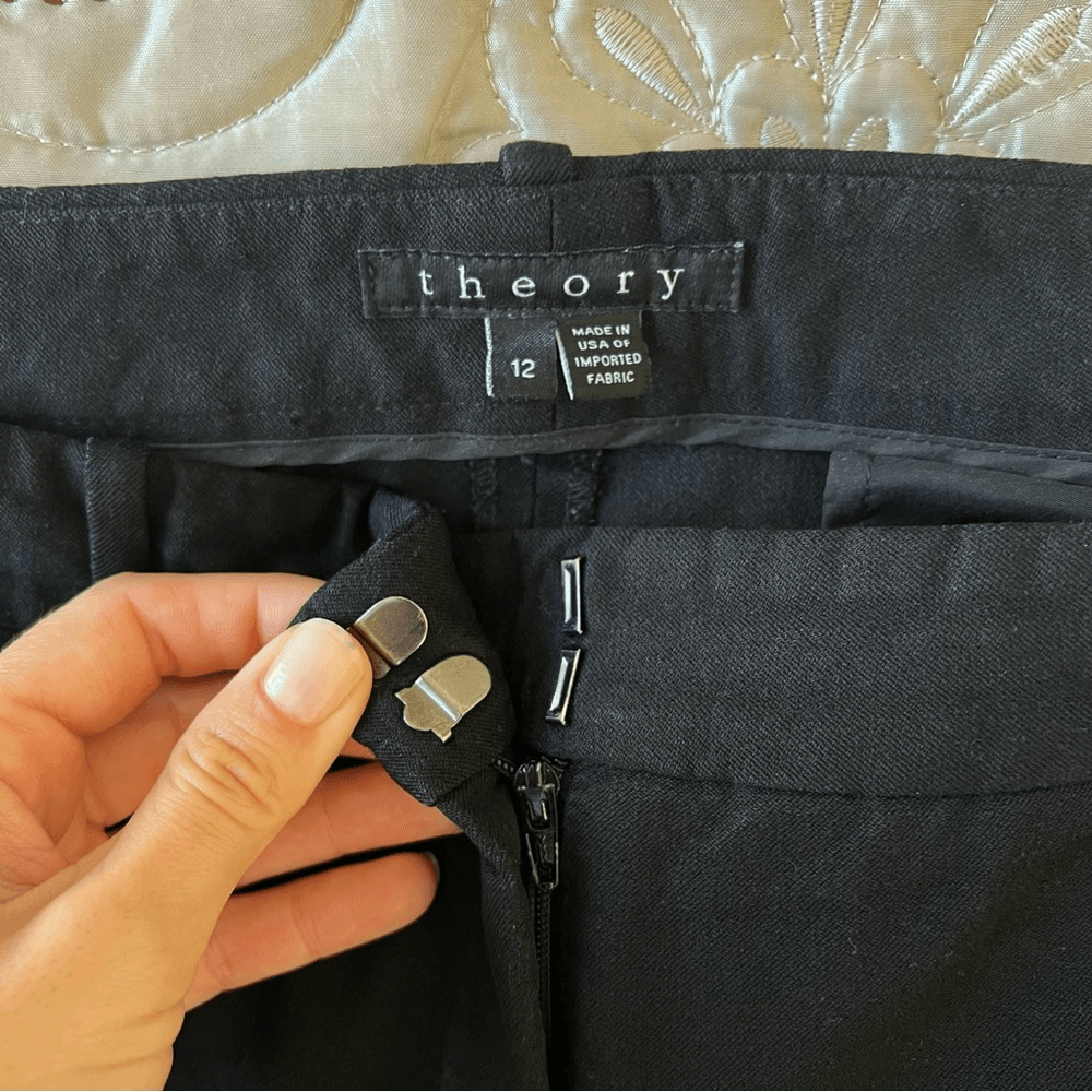 Theory Izelle C Jetty Bi-Stretch Black Ankle Cropped Pants Size 12