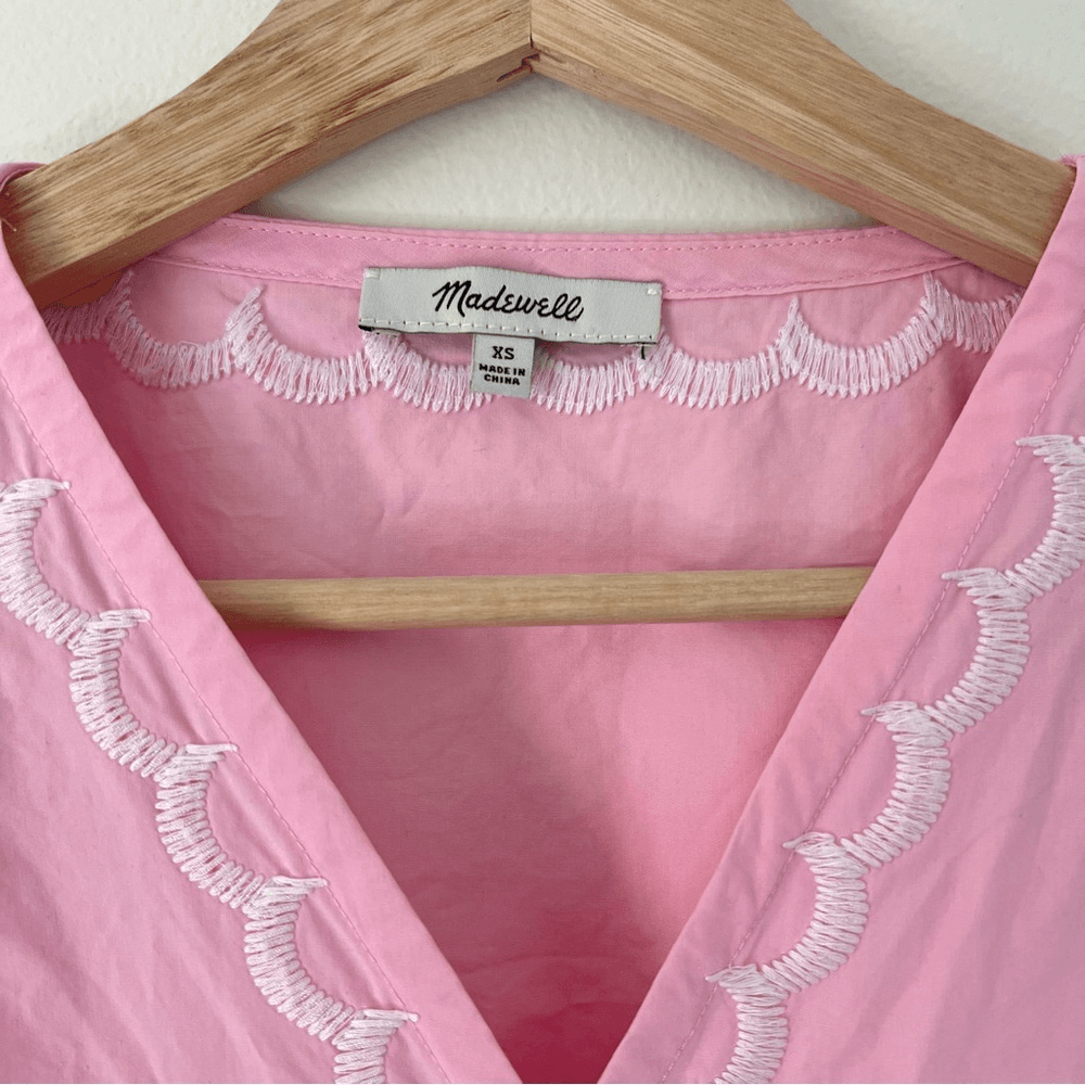 Madewell Embroidered Wrap Blouse Top Size XS in Pink