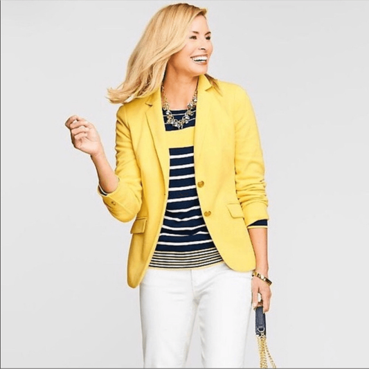 Talbots Aberdeen Yellow Cotton Knit Blazer Size 4P