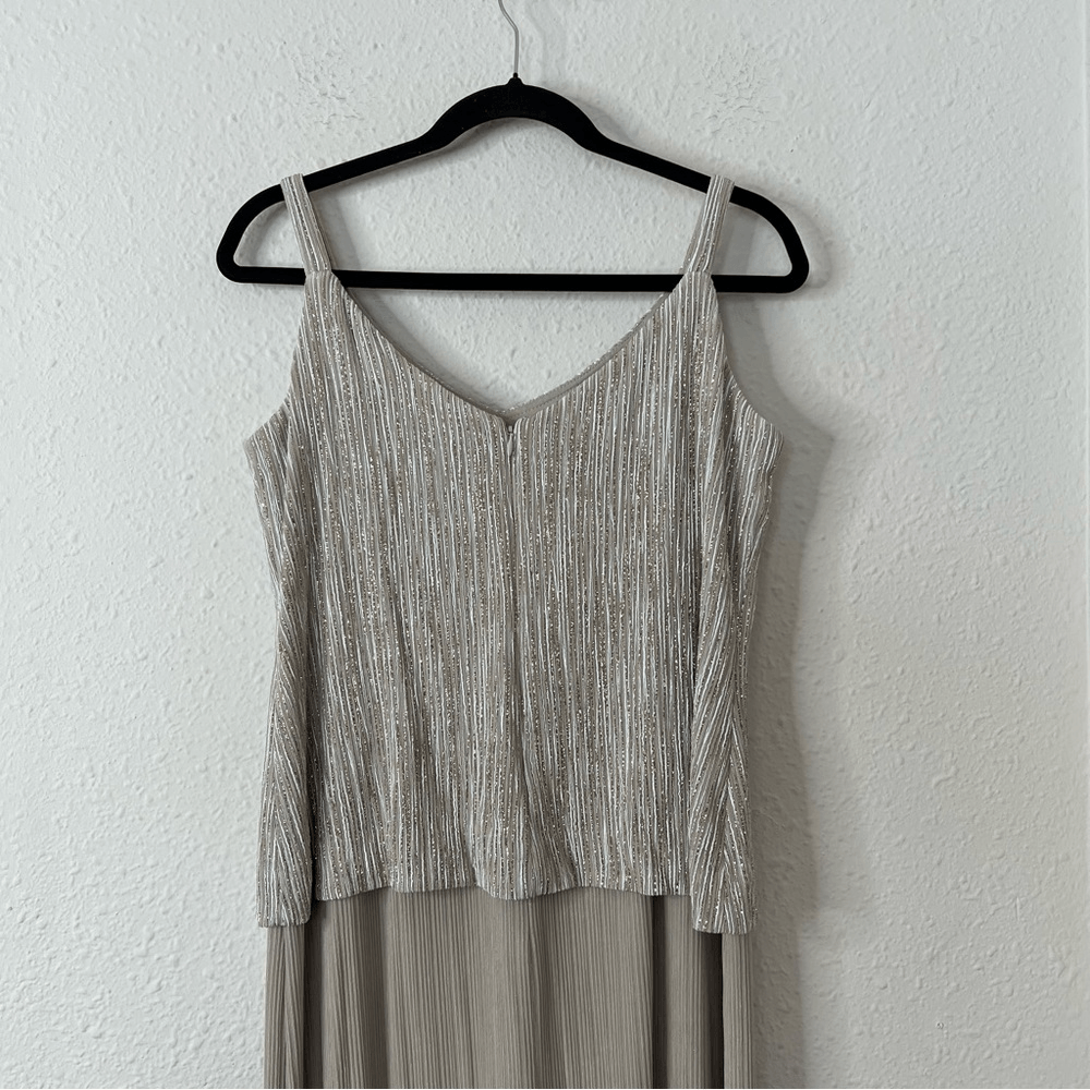 Alex Evenings Gold Metallic Maxi Dress Size 14