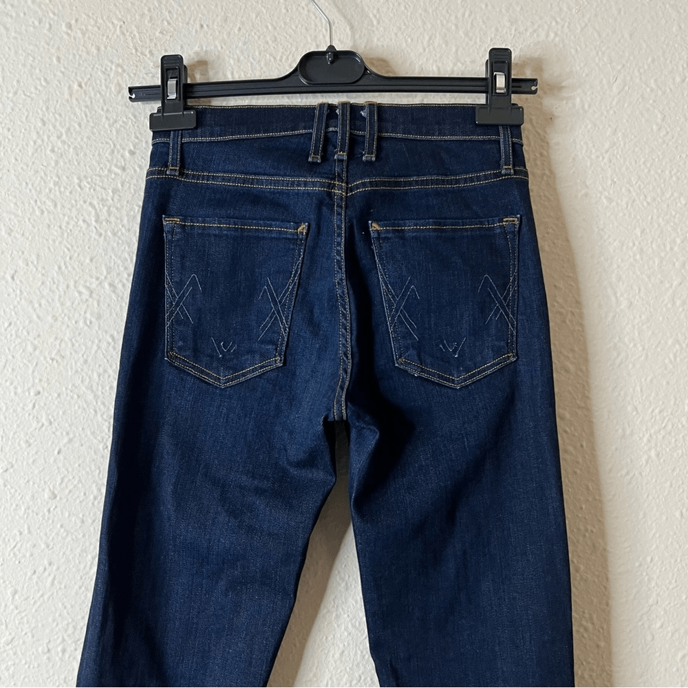 Anthropologie McGuire Flare Dark Wash Raw Hem Jeans Size 24