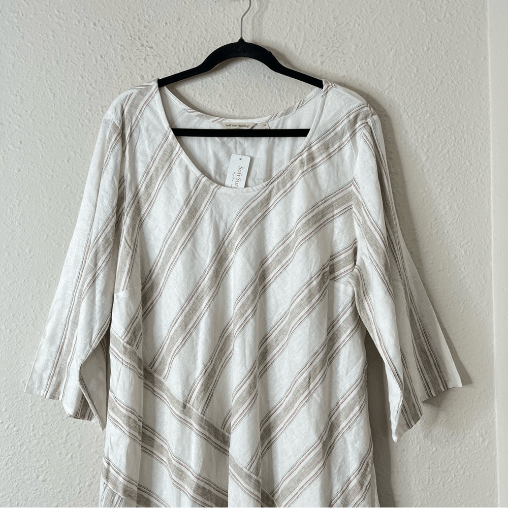 Soft Surroundings Equinox Striped Linen Sheath Dress NEW Plus Size 1X