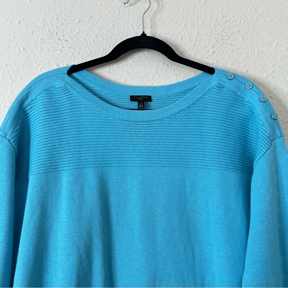 Talbots Boat Neck Sweater in Blue Size X Cotton Blend