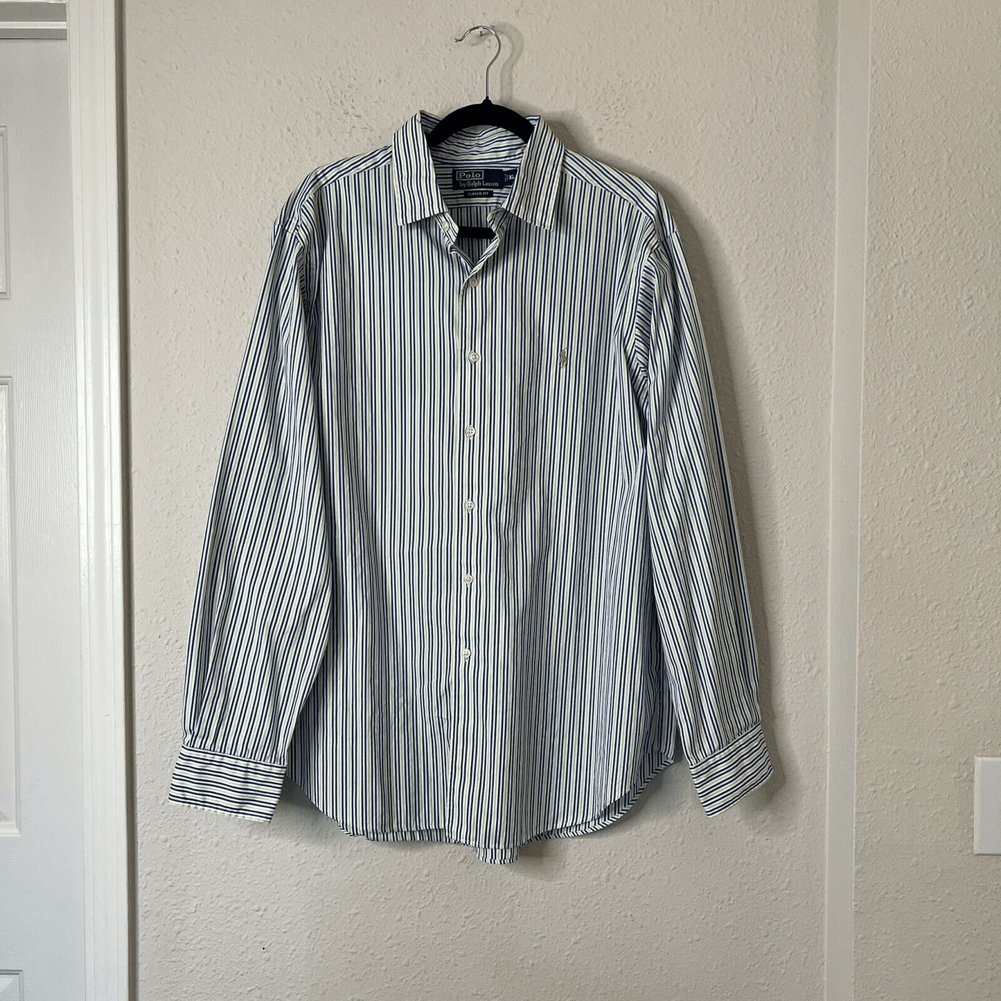 Polo Ralph Lauren GREEN/BLUE/WHITE STRIPED Classic Fit  Button Down Shirts