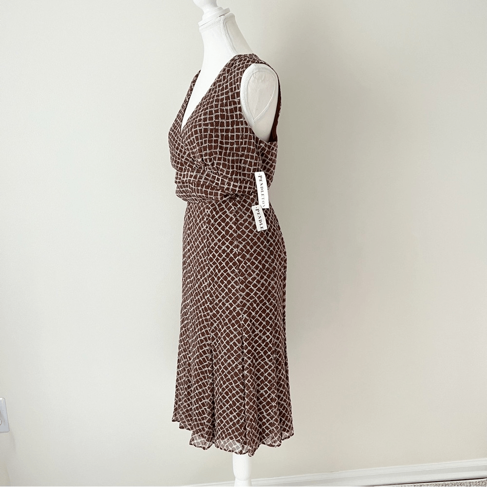 Pendleton Silk Geoprint 2 Piece Set NEW Sleeveless V-Neck Top & Midi Skirt Sz 8