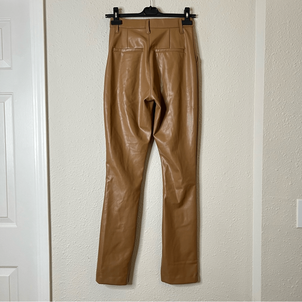 Abercrombie & Fitch The Skinny Ultra High Rise Vegan Leather Split-Hem Pant