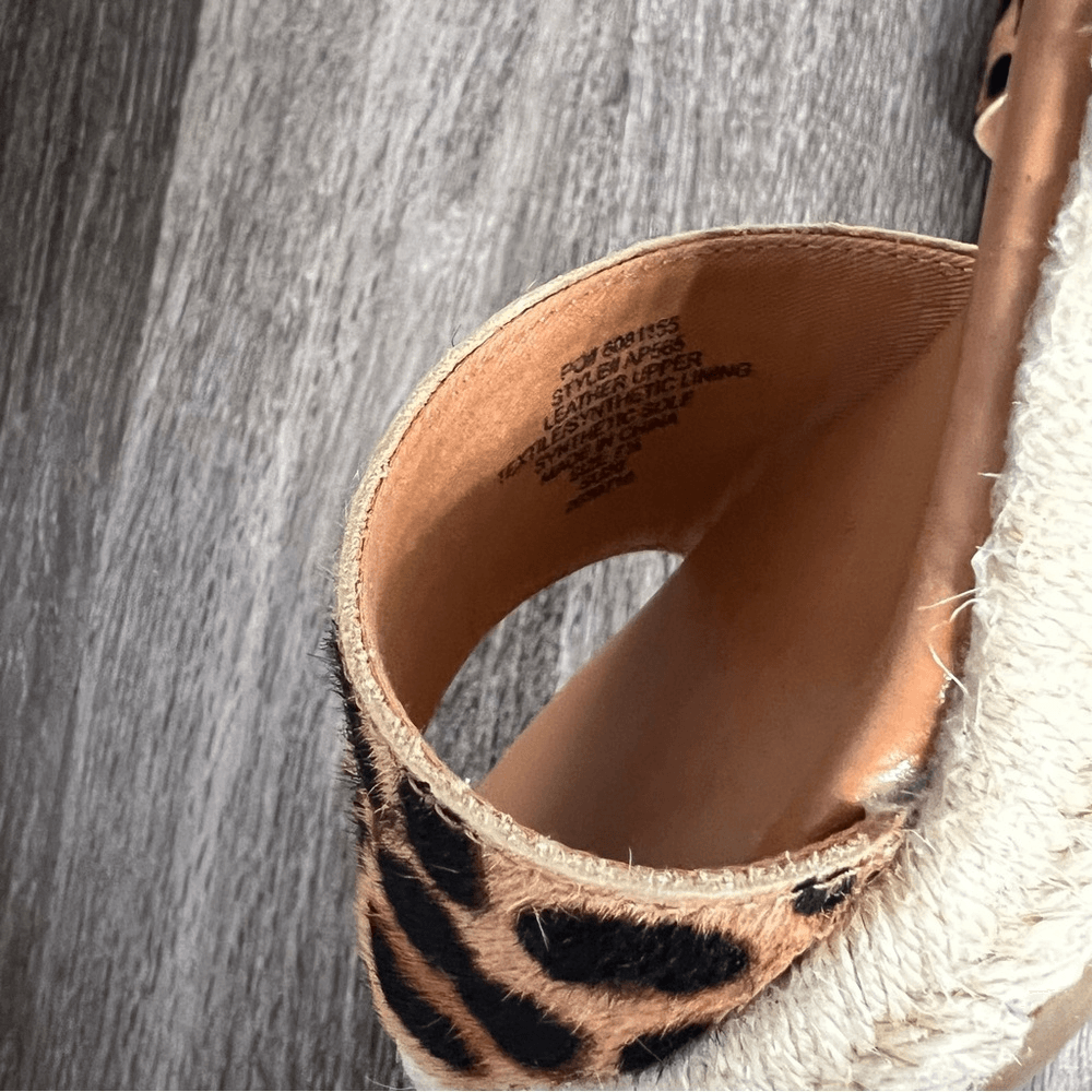 New J Crew Leopard Calfhair Wedge Espadrilles NWOT Size 7,5