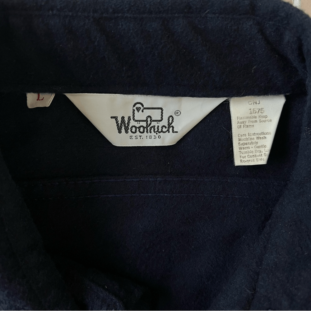 Woolrich Vintage Navy Blue Button Down Shirt Shacket Size Large
