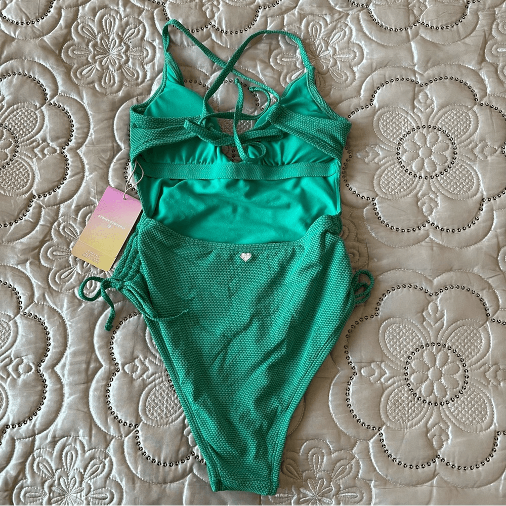 Stoney Clover Lane x Target V-Neck Textured Cheeky High-Leg One Piece Swimsuit S
