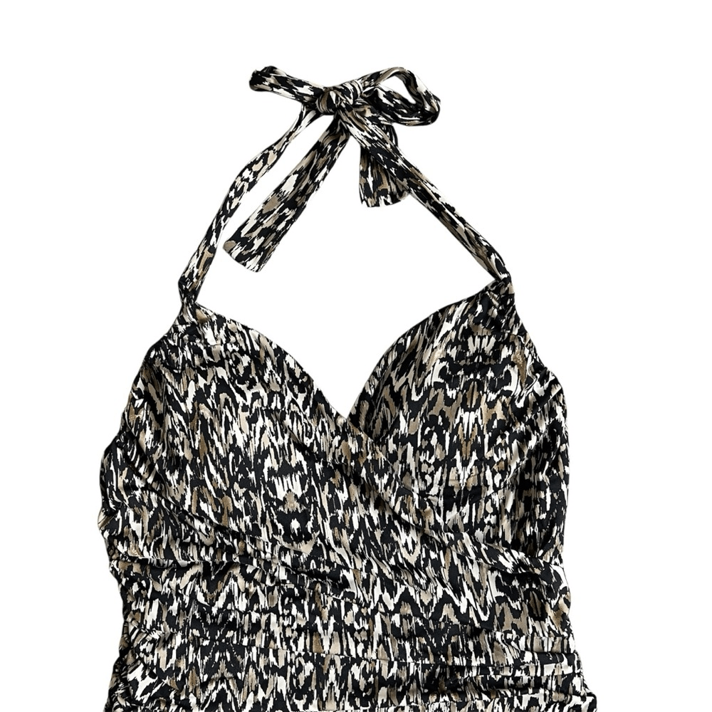 Badgley Mischka Zara Surplice Mio Halter One Piece Swimsuit Size 10