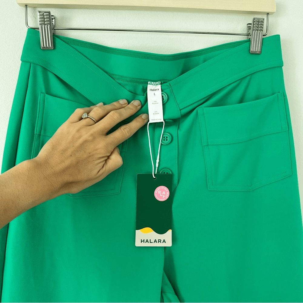 Halara High Waisted Button Multiple Pockets Straight Leg Pants NEW Size Large