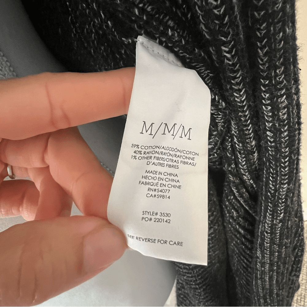 Cabi Cloak Black Marled Knit Longline Duster Cardigan Style #3530 Size Medium