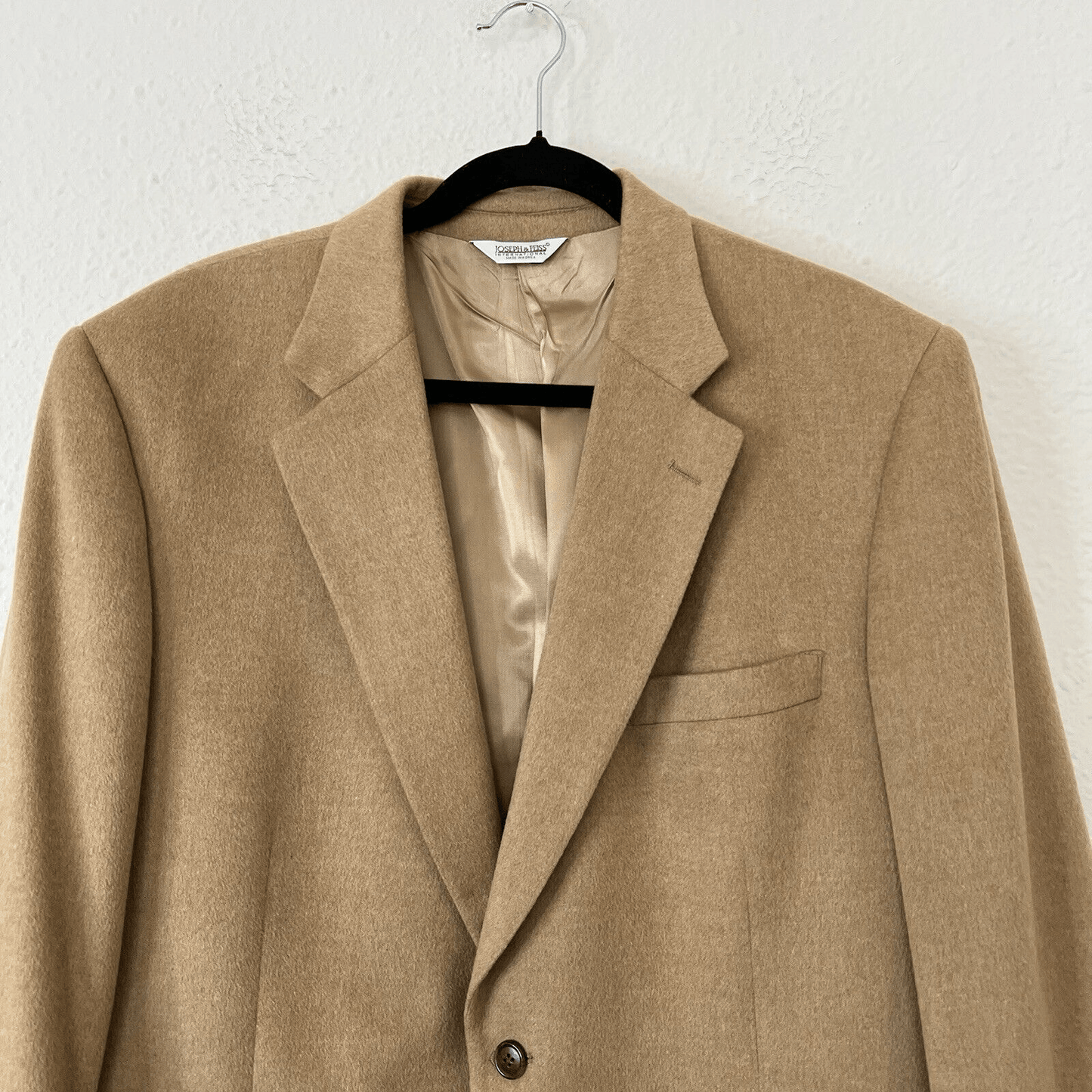 JOSEPH FEISS Mens Camel Hair Blazer Suit Size 46L Sport Coat Casual Jacket