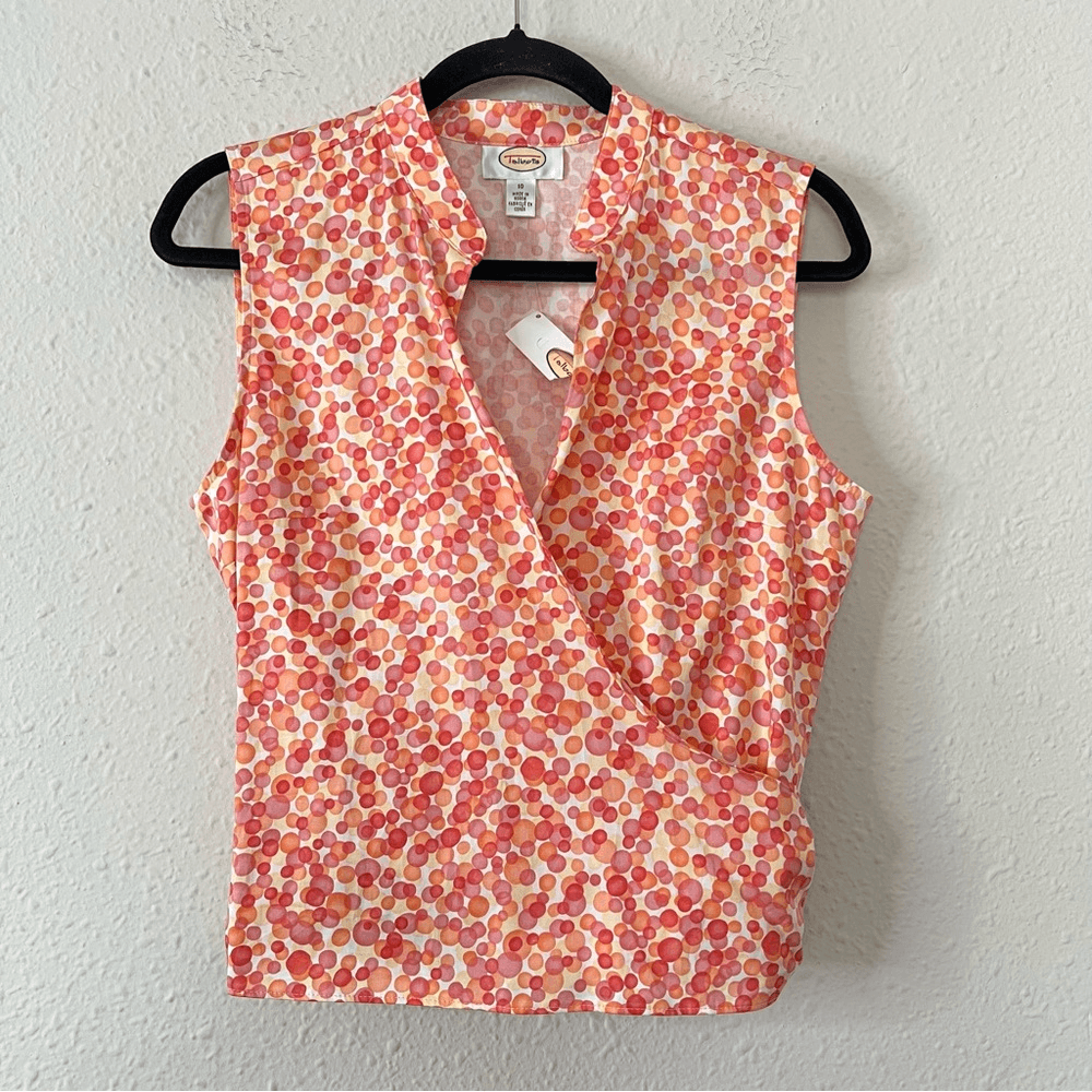Talbots Sleeveless Wrap Blouse Shirt Top Cotton NEW Size 10