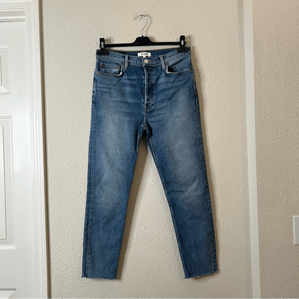 RE/DONE High Waisted Button Fly Debim Jeans Size 29 Medium Wash