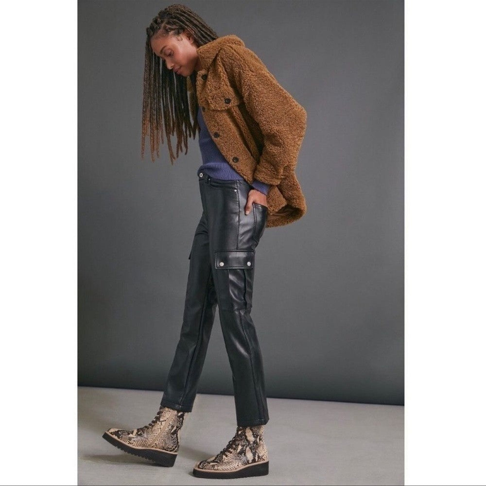 Anthropologie Avec Les Filles Gabi Vegan Faux Leather Utility Pants NEW Size XS
