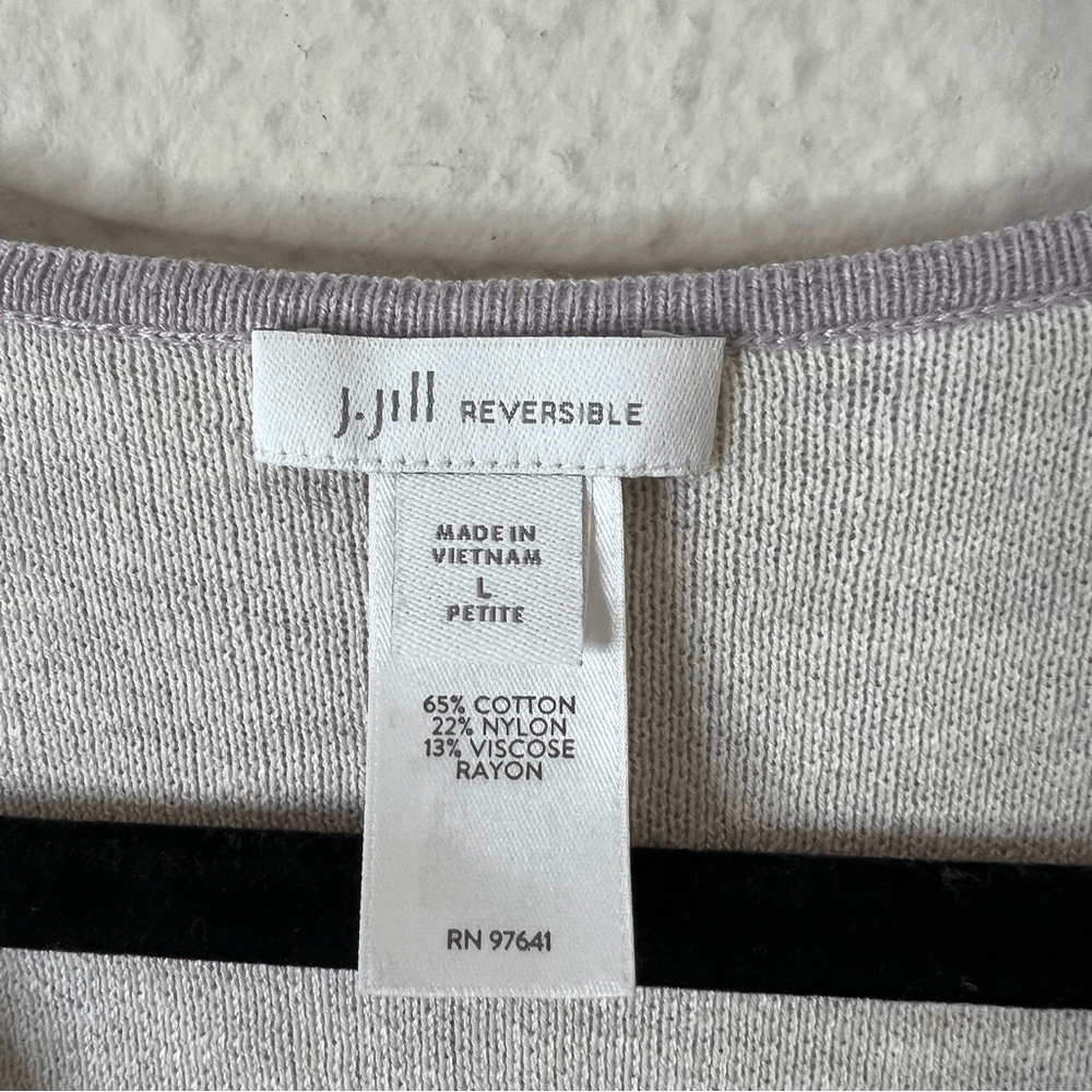 J. Jill Reversible V-Neck Colorblock Sweater Large Petite