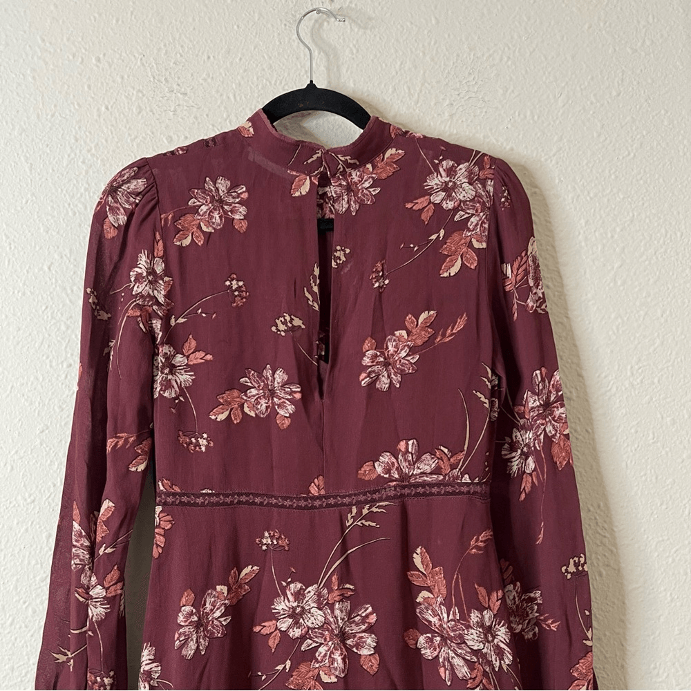ATSR The Label Kirsten Floral Mini Dress A-Line Fit & Flare Size S Long Sleeve