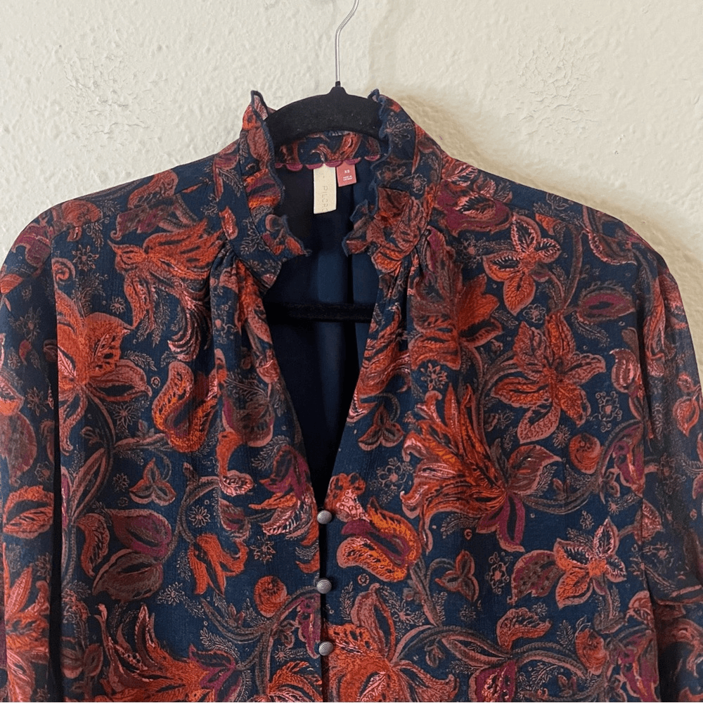 Anthropologie Pilcro The Tavi Floral Buttondown Blouse Top Size XS