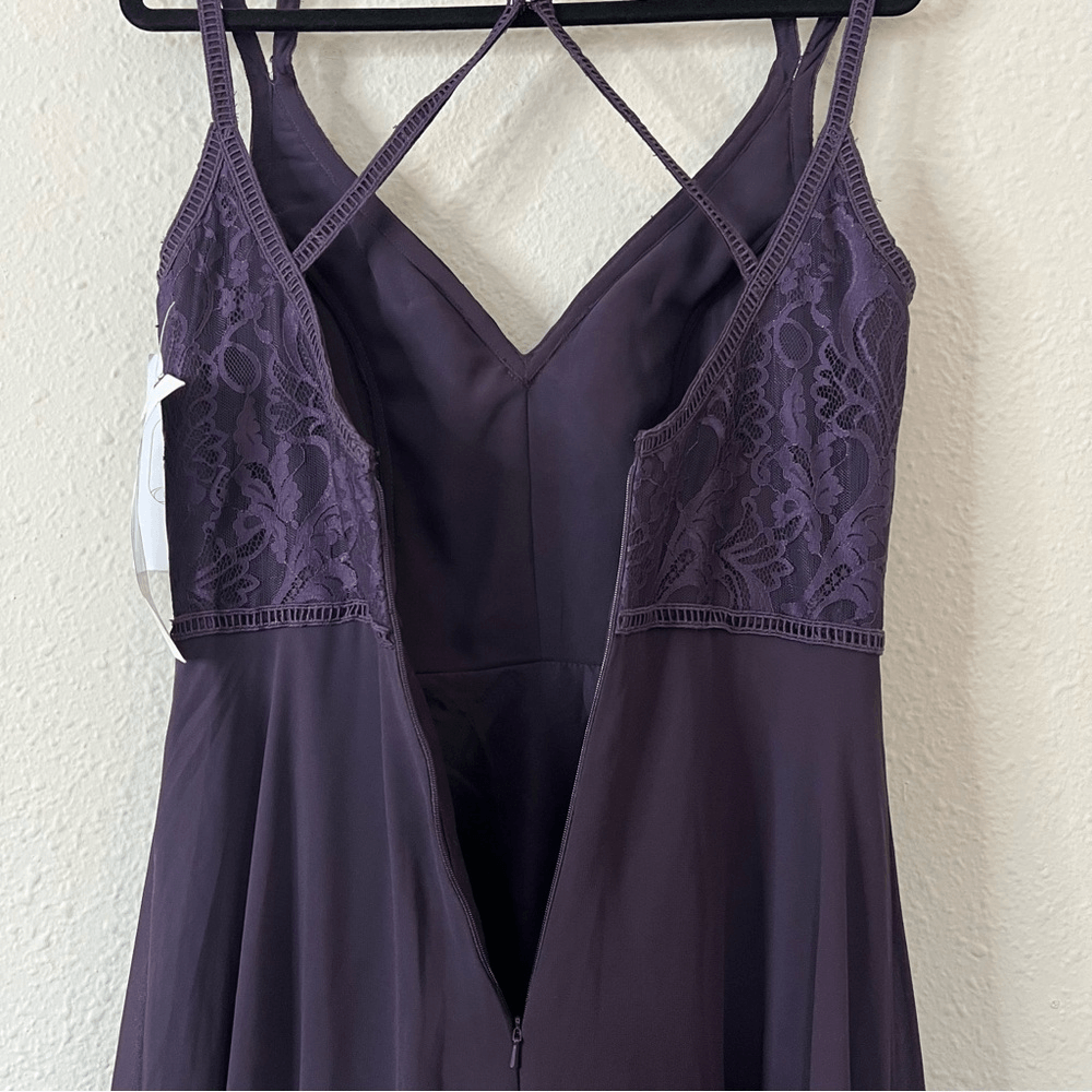 Hayley Paige 5864 Lace Bodice Chiffon A-Line Bridesmaid Maxi Dress Formal Gown