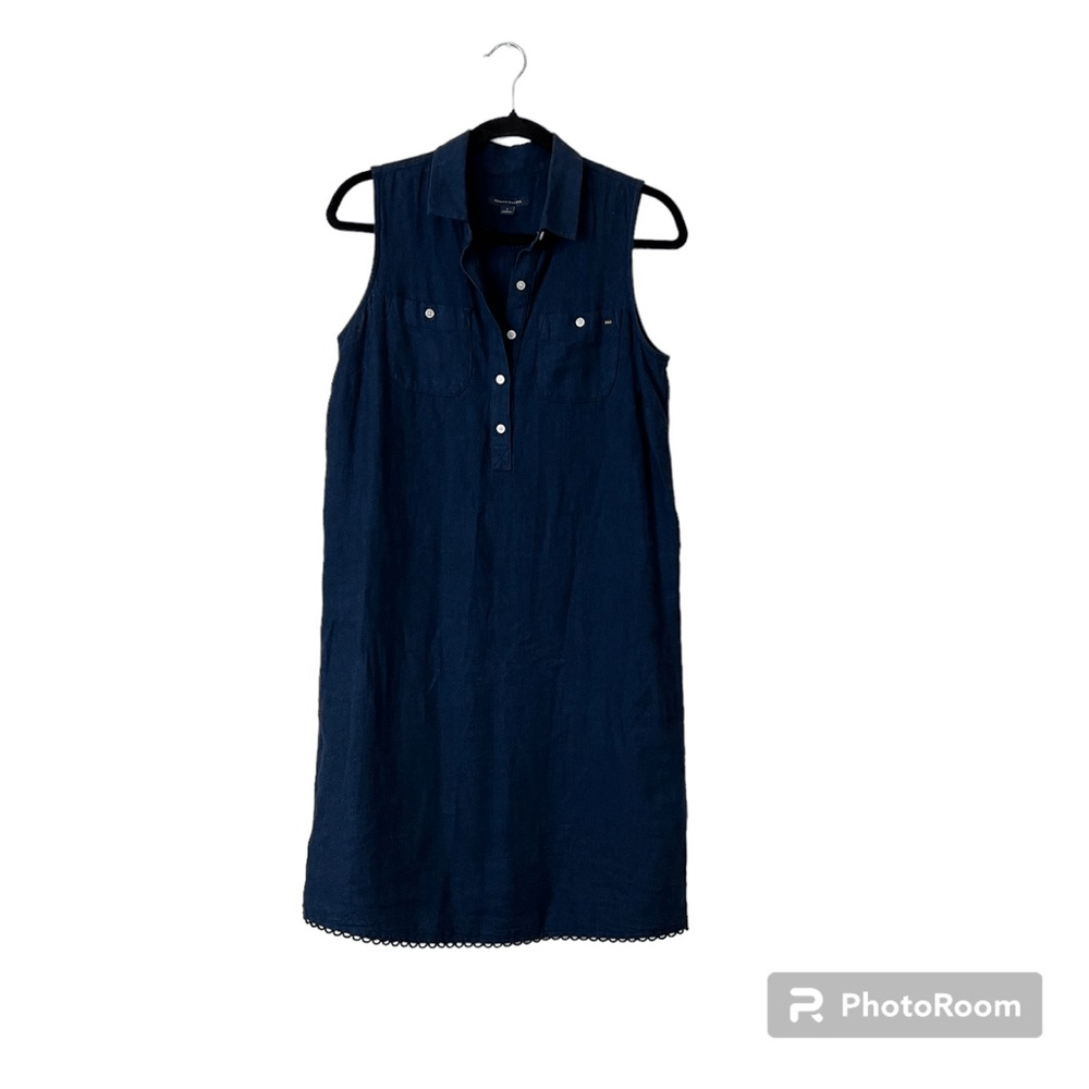 Tommy Hilfiger Linen Blend Navy Blue Sleeveless Mini Dress Size 4