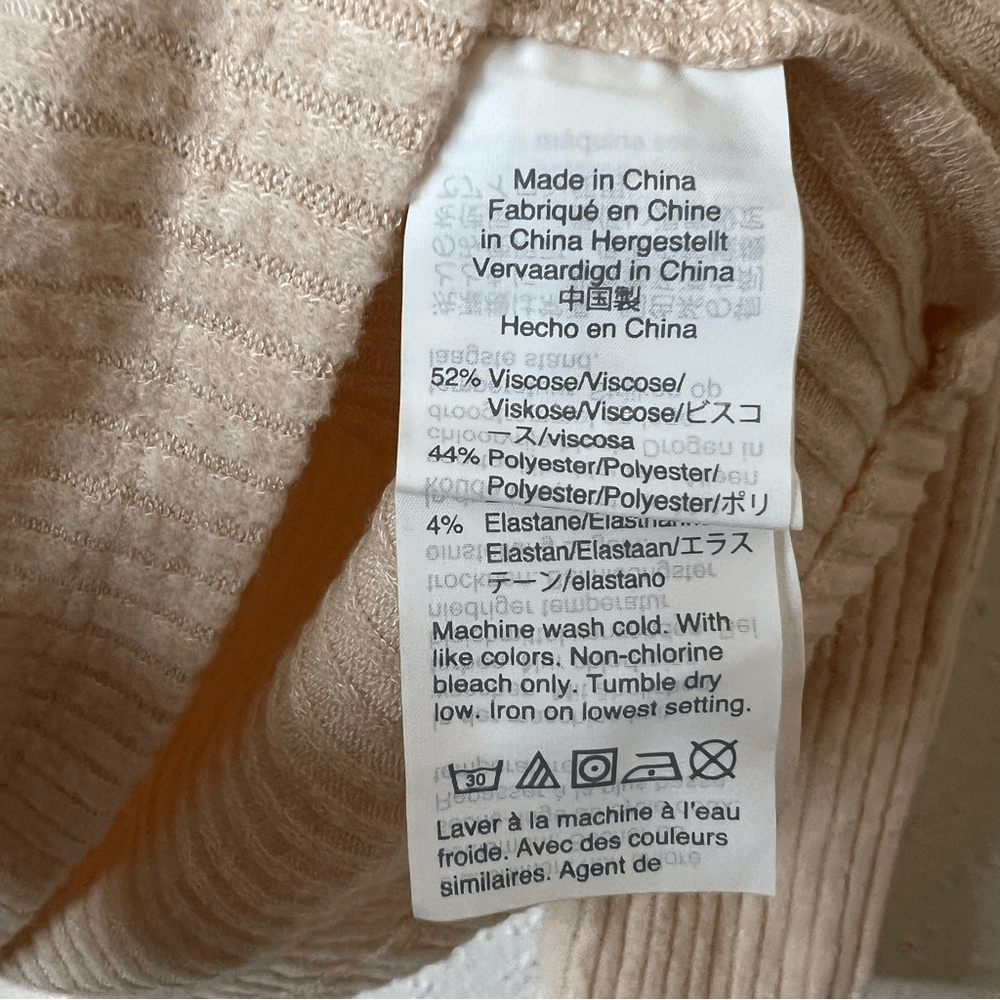 J. Crew Puff Sleeve V-Neck Soft Ribbed Long Sleeve Top NEW Size Large