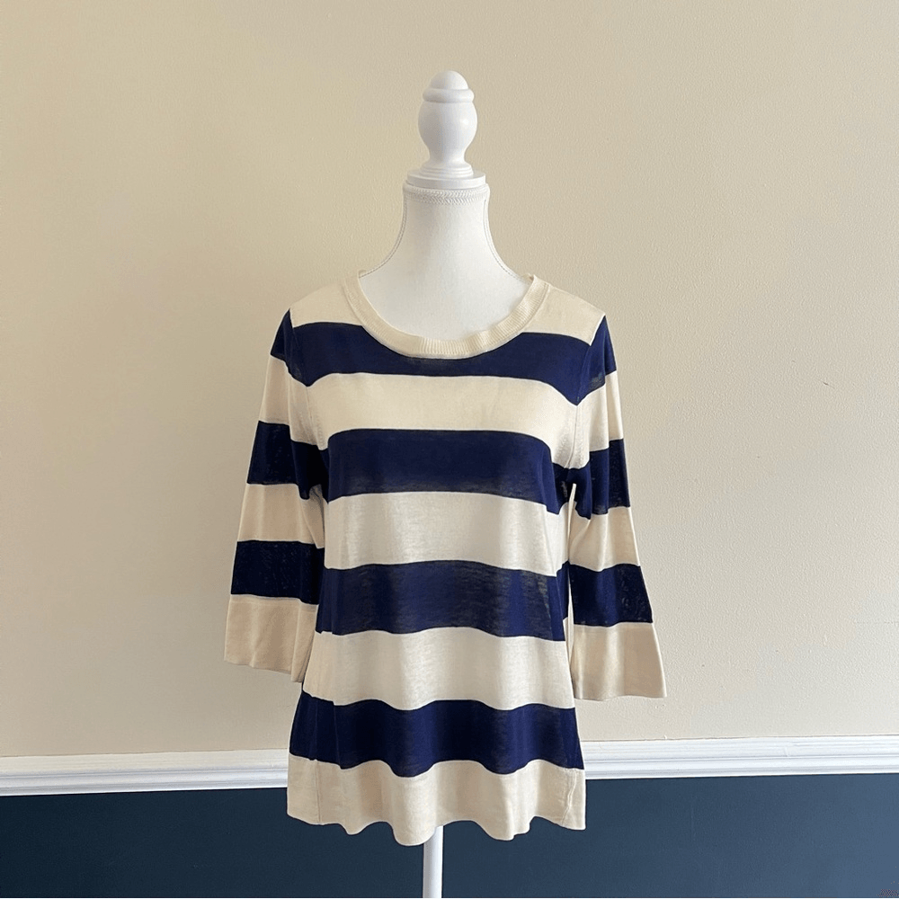 J. Crew Stripe Swingtime Silk Linen Blend Sweater Top Size Small Lightweight