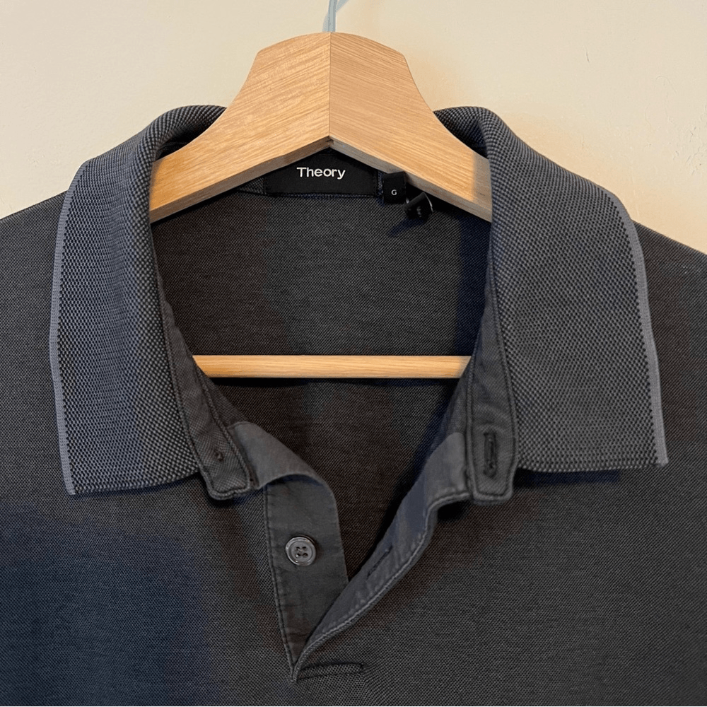 Theory Mens Cotton Polo Shirt Size Large in Dark Gray