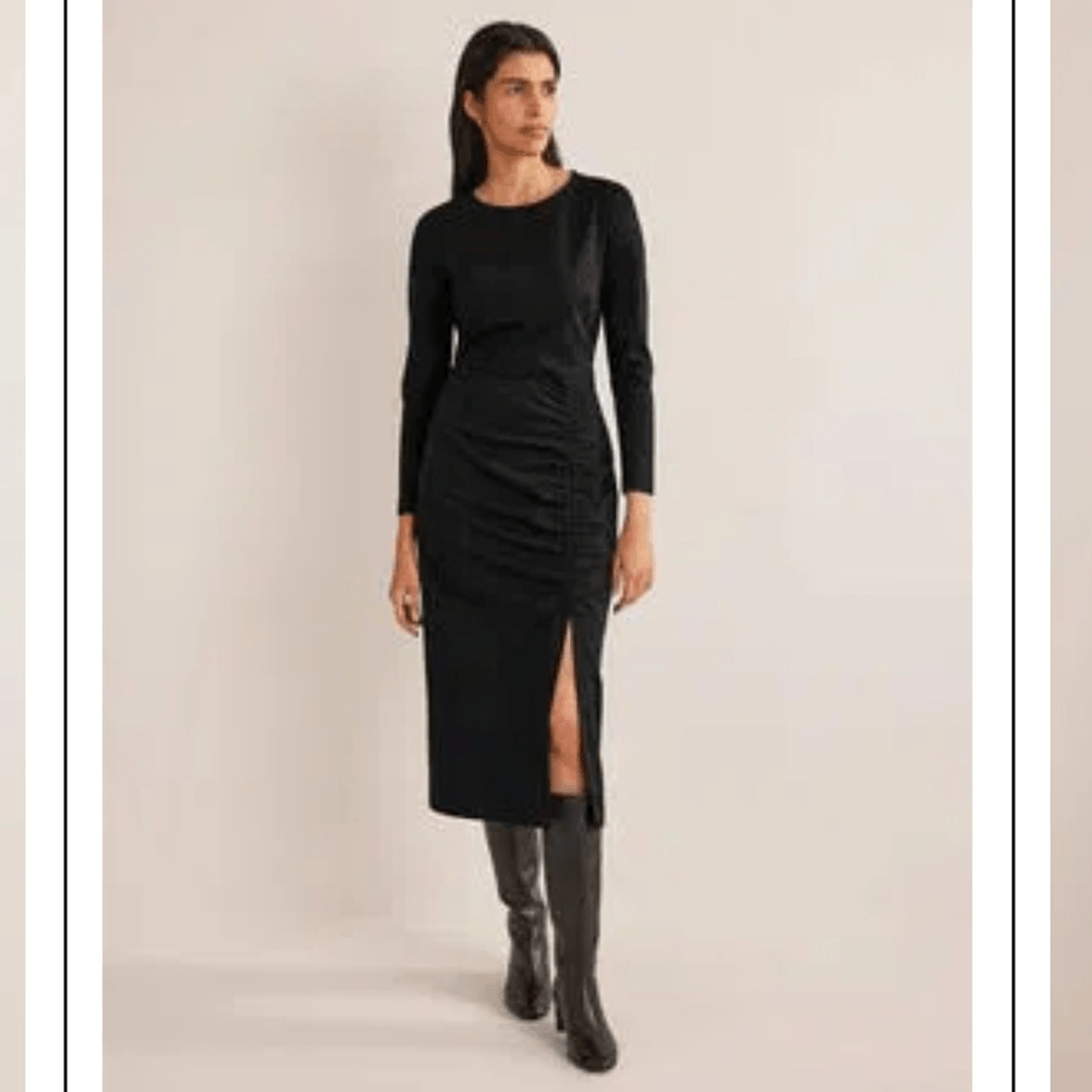 Boden Black Column Midi Dress NEW Size 12 Petite Long Sleeve