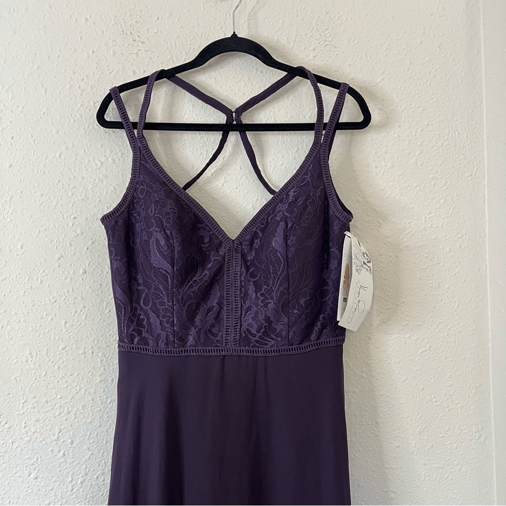 Hayley Paige 5864 Lace Bodice Chiffon A-Line Bridesmaid Maxi Dress Formal Gown