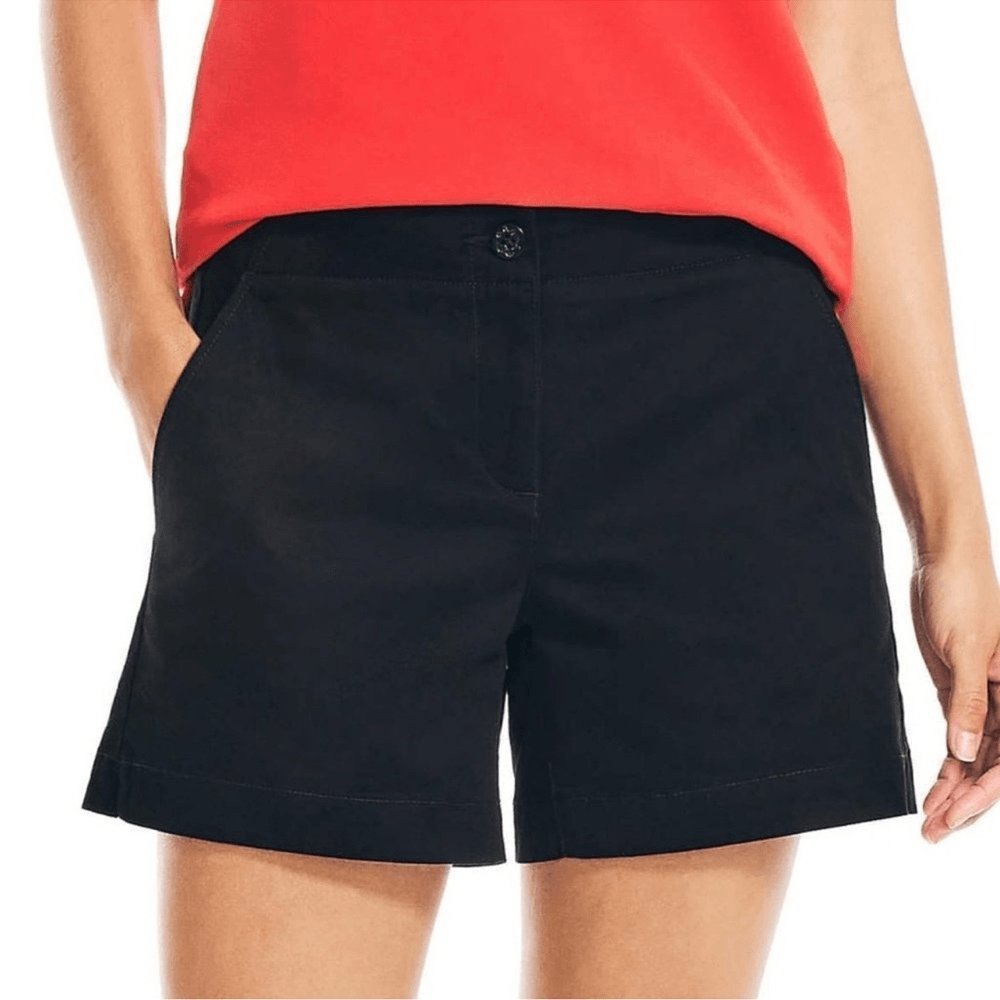 Nautica Women’s Mid-Rise Twill Shorts Black NEW Size 6