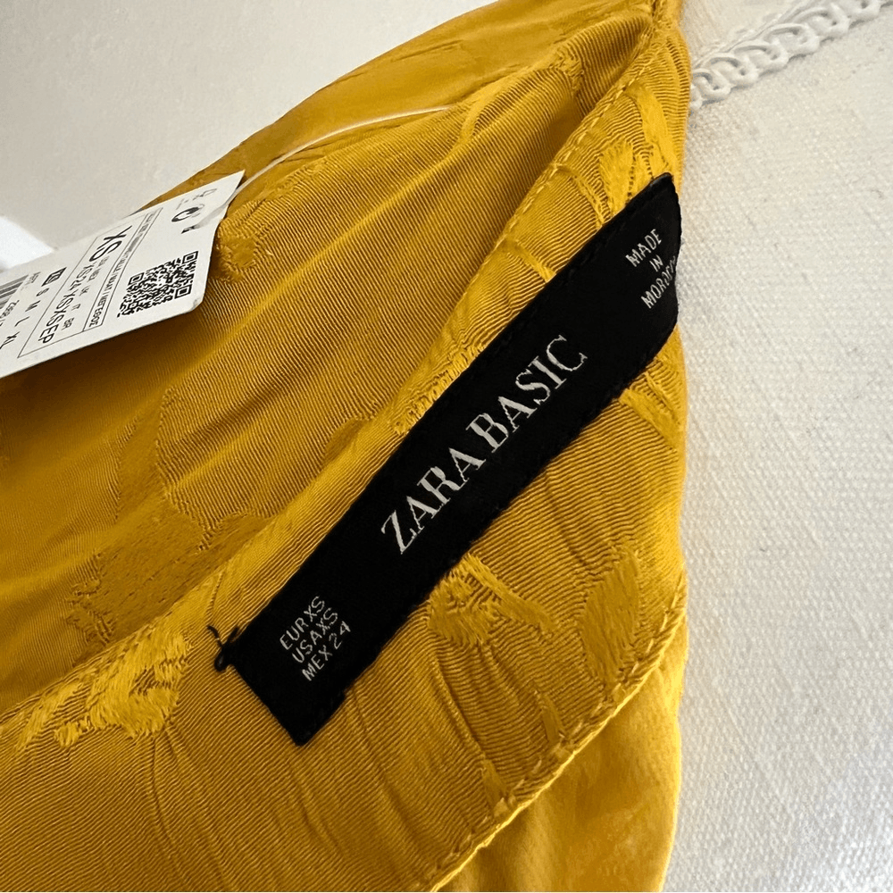 Zara Basic Yellow Floral Jacquard Pencil Skirt NEW Size XS