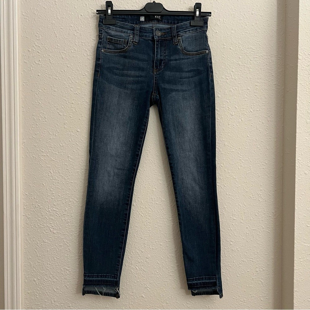 Kut From The Kloth Connie Ankle Skinny Jeans Raw Hem Size 0