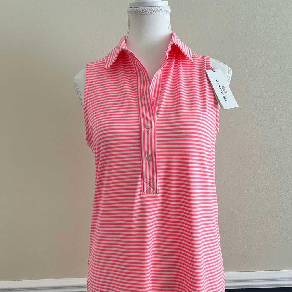 Vineyard Vines Striped Sleeveless Midi Margo Dress NEW Size XS Pink