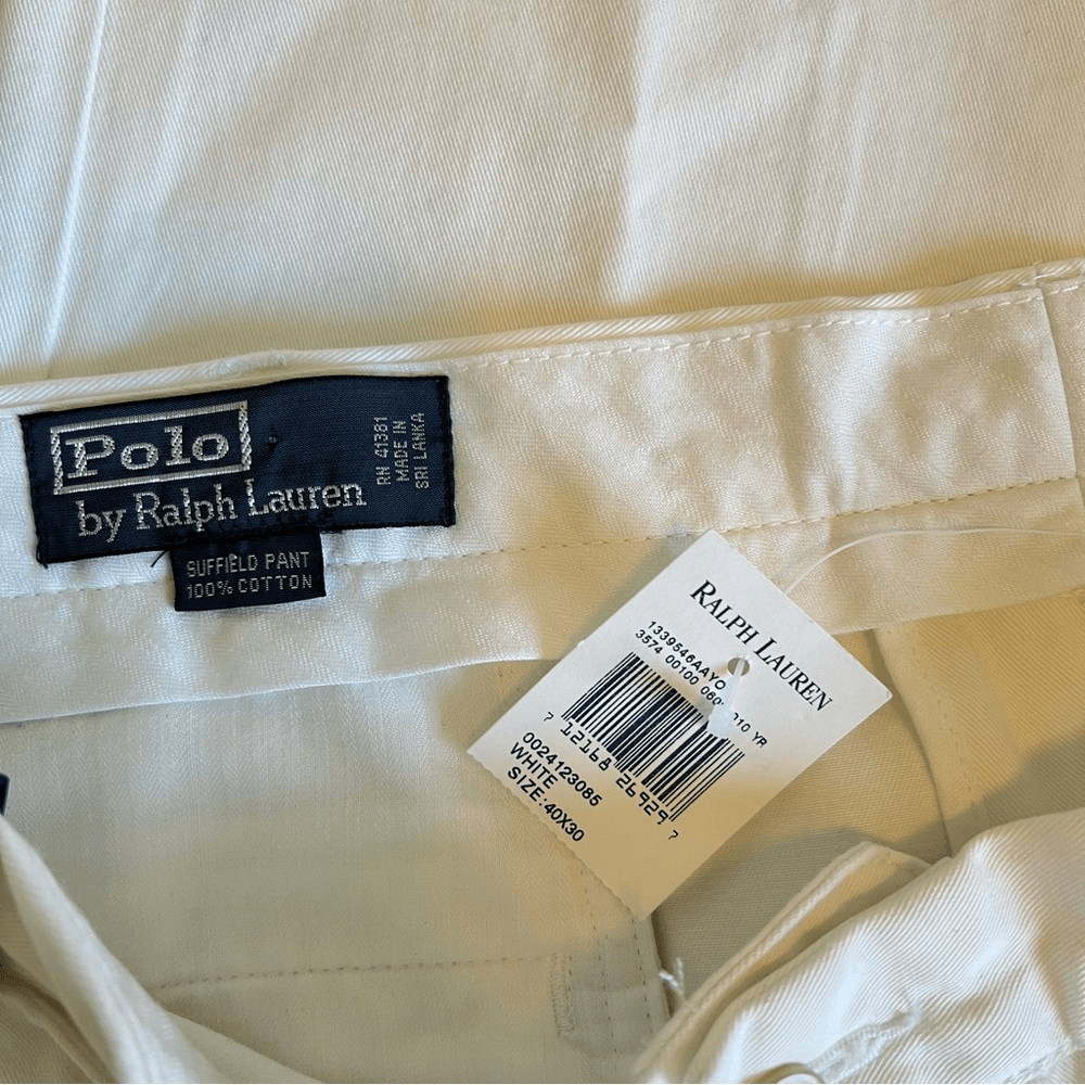 POLO RALPH LAUREN Men's Suffield White Chino Pants NEW 40x30