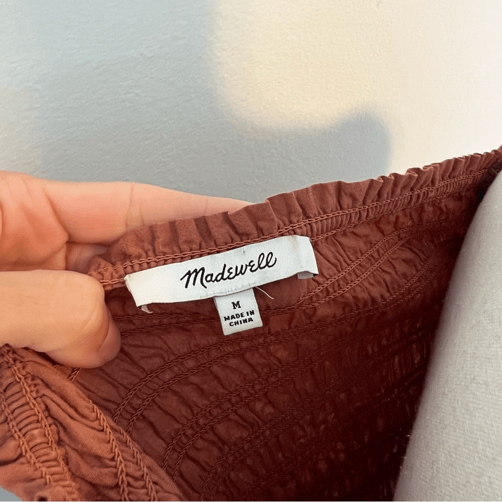 Madewell Lucie Bubble Sleeve Smocked Blouse Top Size Medium Boho Preppy