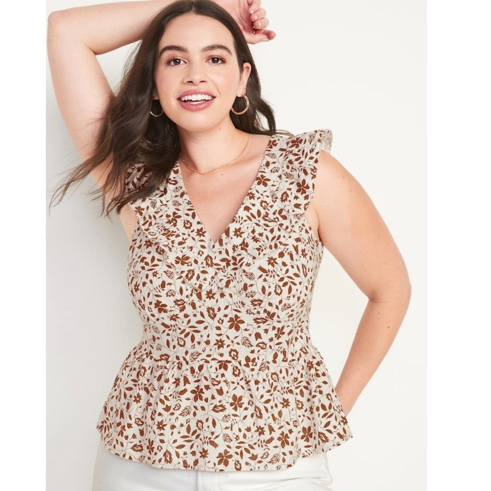 Old Navy Flutter Sleeve Floral V-Neck Tie-Back Top NEW Plus Size XXL