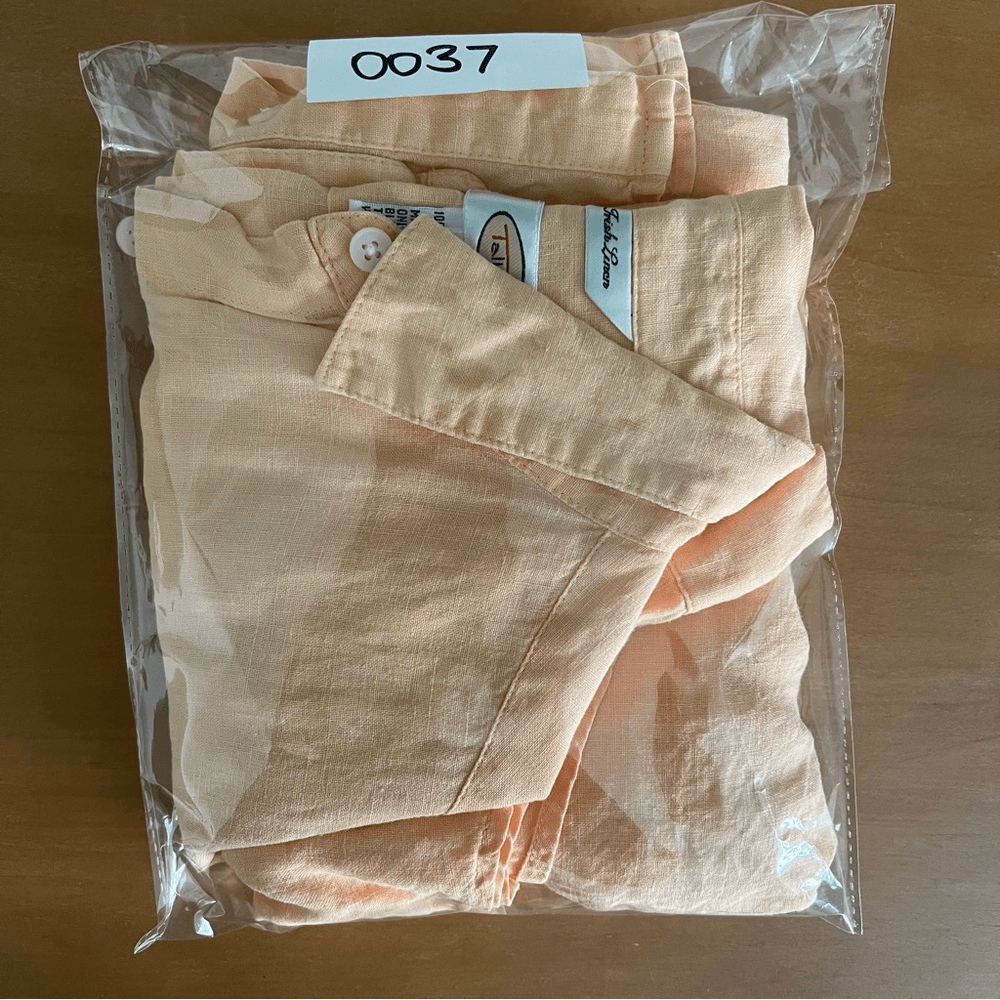 Talbots Irish Linen Button Down Long Sleeve Shirt in Peach Orange Size Medium