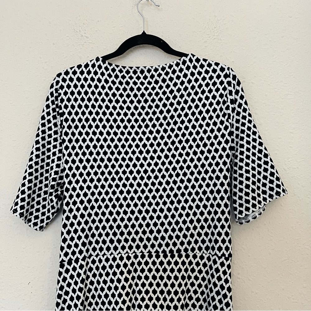 Talbots Black & White Faux Wrap A-line Printed Dress Size XL