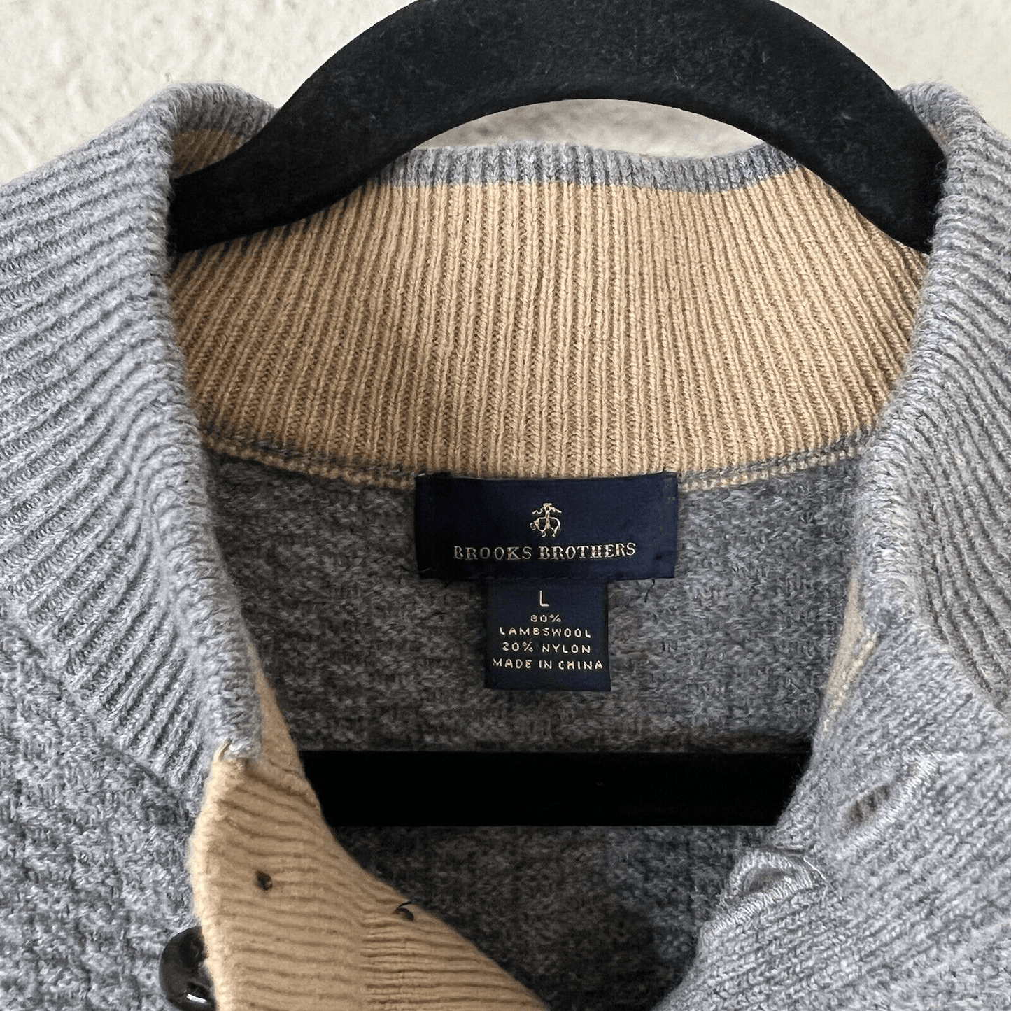 Brooks Brothers Gray Lambswool  Shawl Collar Sweater Men’s Size Large