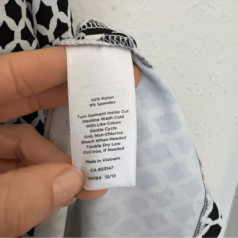 Talbots Black & White Faux Wrap A-line Printed Dress Size XL