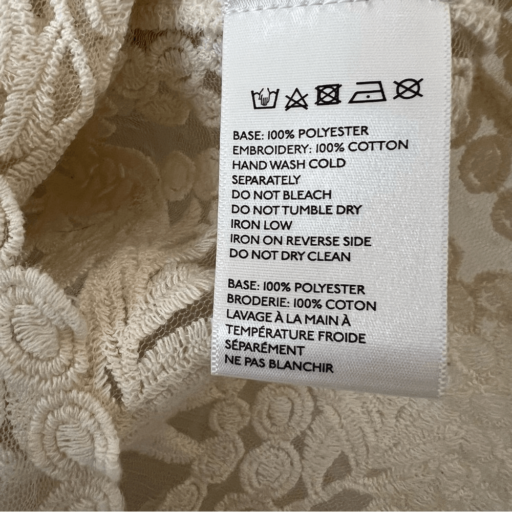 Anthropologie Pins & Needles Cream Embroidered Sheer Lace Tank Top Size Small