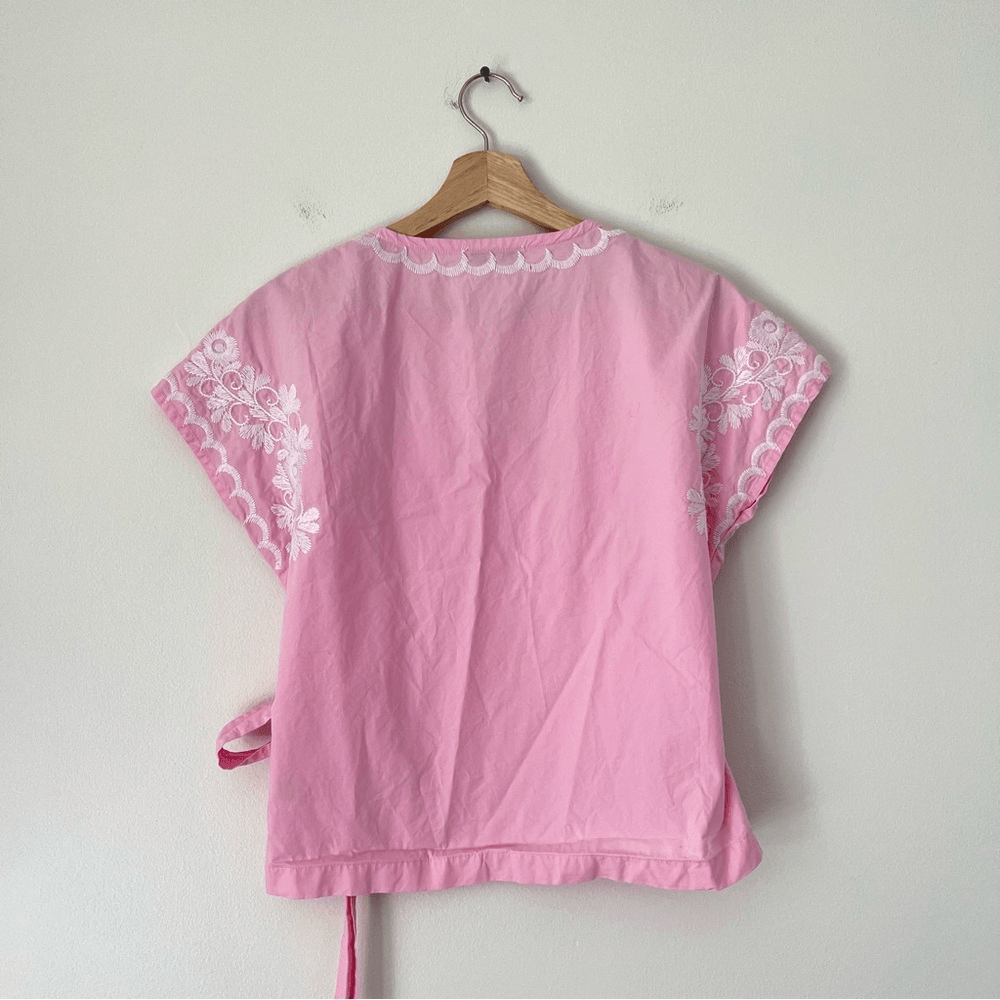 Madewell Embroidered Wrap Blouse Top Size XS in Pink
