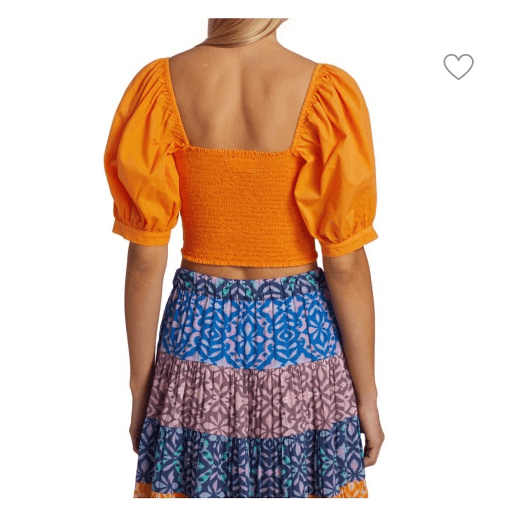 Xirena Issa Smocked Crop Top NEW in Orange Size Small