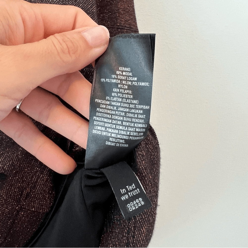 Ted Baker Lizzey Copper Metallic Long Sleeve Mini Dress Ted Size 3 US Size 8