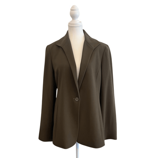 Lafayette 148 New York Wool Blazer Size 10 Olive Green