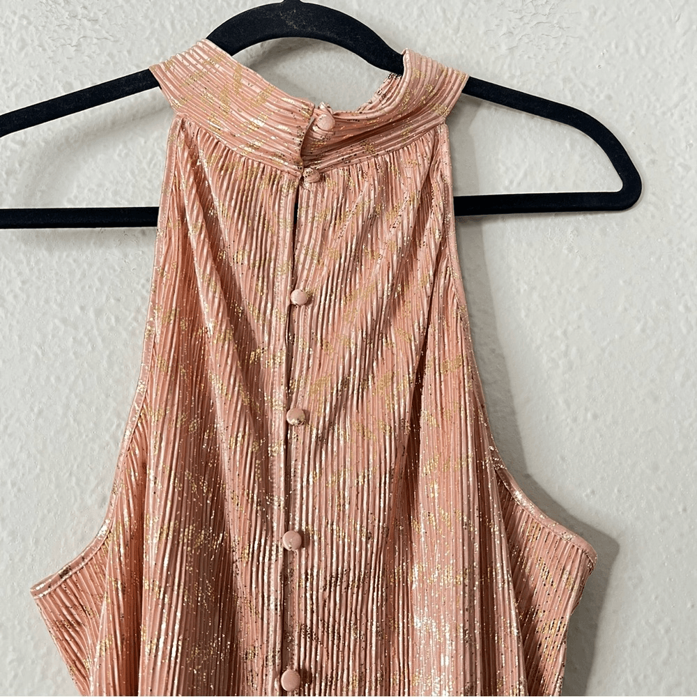 Anthropologie Vickie Pink Metallic Halter Top NEW Size XL