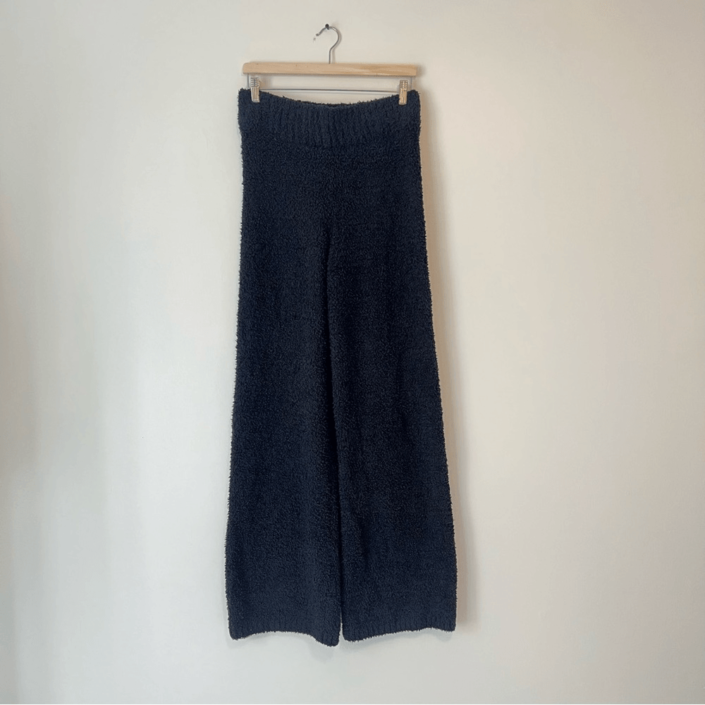 SKIMS Cozy Knit Fuzzy Teddy Sherpa Pants in Black Wide Leg Stretch Lounge