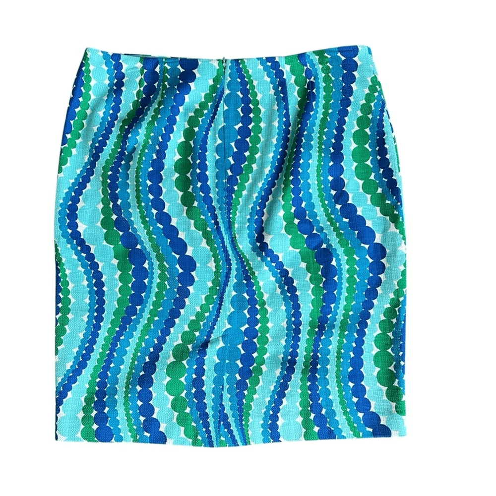 TALBOTS Wavy Dots Cotton Pencil Skirt NEW Size 16 Island Turquose