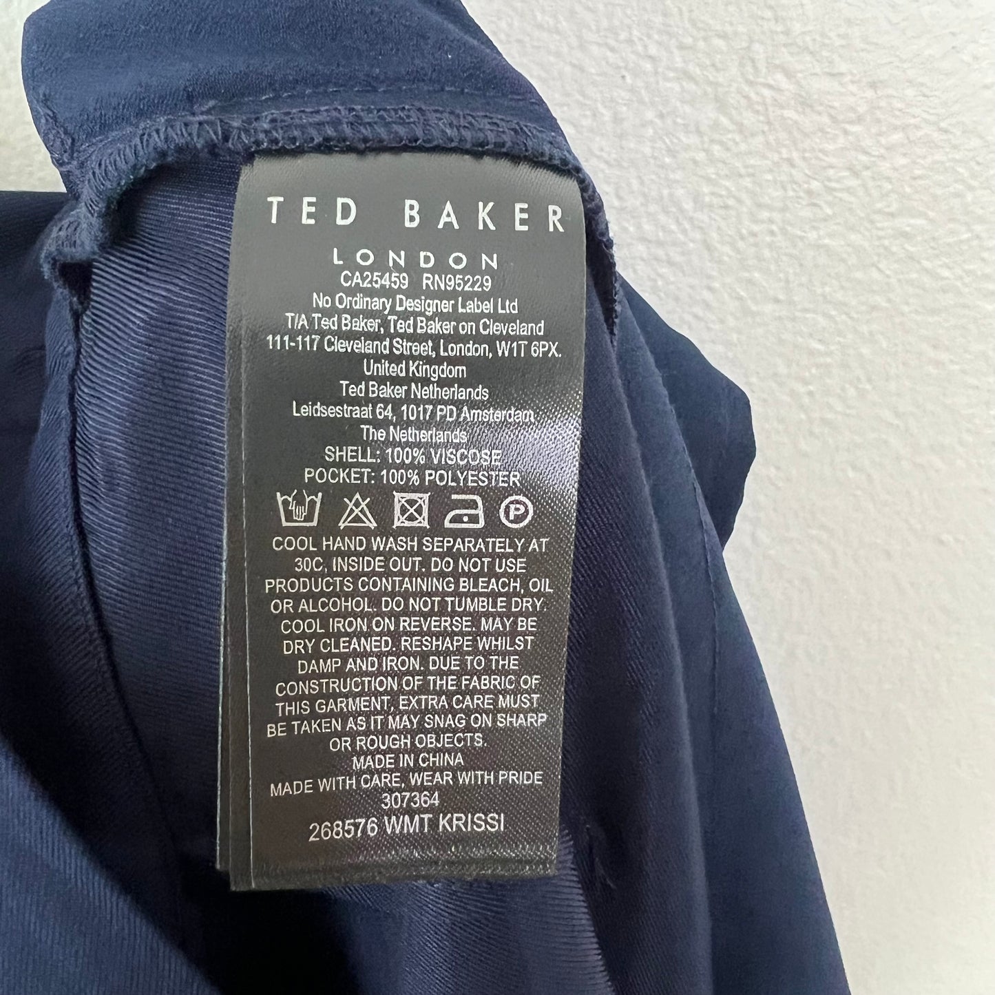 Ted Baker London Krissi Pleated Wide Leg Trouser Pants NEW Navy Blue Sz 5 US 12